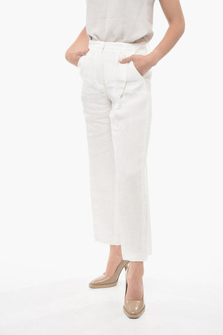 Single-pleated Jacquard Linen Chinos Pants