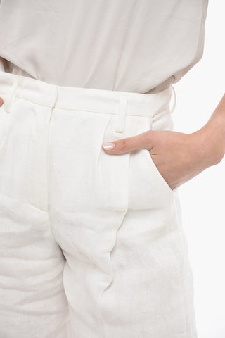 Single-pleated Jacquard Linen Chinos Pants