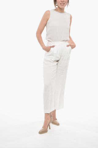 Single-pleated Jacquard Linen Chinos Pants