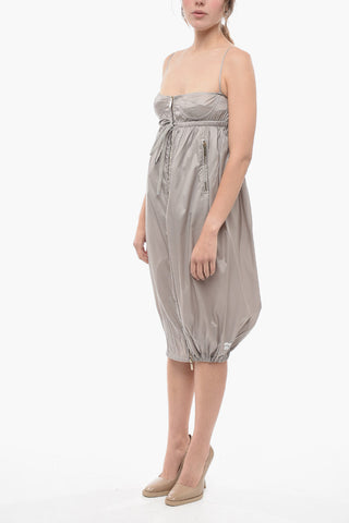 Silk Balloon Dress with Front Zip