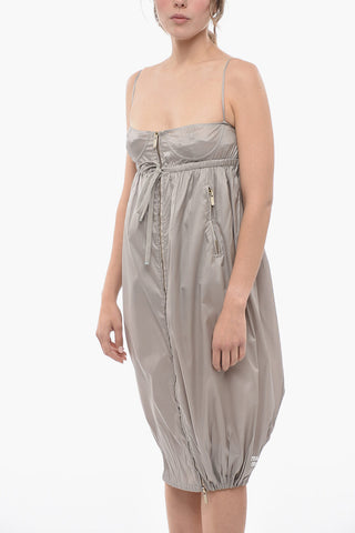 Silk Balloon Dress with Front Zip