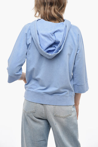 3/4 Sleeve Hoodie with Patch Pocket