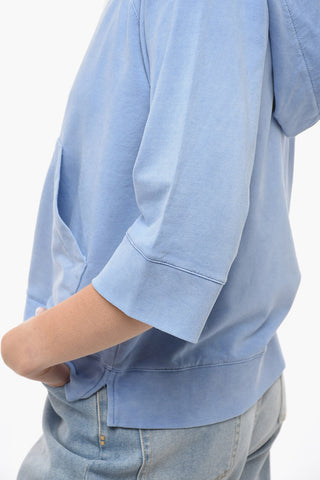 3/4 Sleeve Hoodie with Patch Pocket