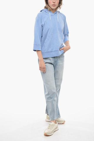 3/4 Sleeve Hoodie with Patch Pocket