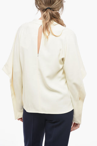 Puff-Sleeve V-Neck Blouse