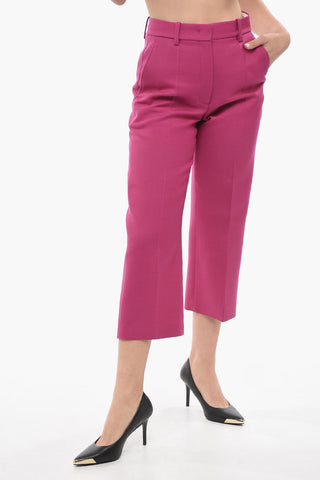Virgin Wool Cropped Fit Pants with Flush Pockets