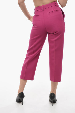 Virgin Wool Cropped Fit Pants with Flush Pockets