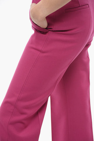 Virgin Wool Cropped Fit Pants with Flush Pockets
