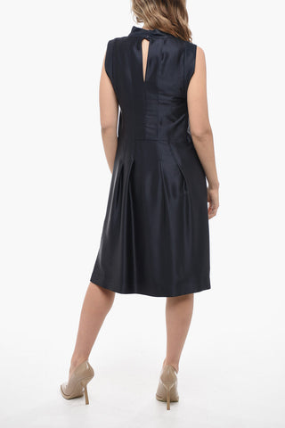 Abito Midi in Seta con Sottoveste Interna e Scollo a V