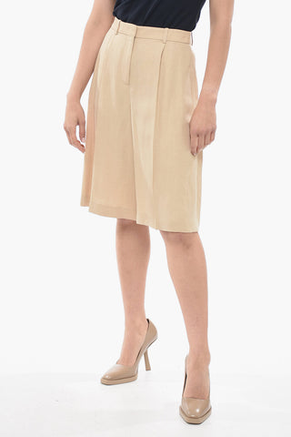 Double-pleated Cotton Blend Shorts