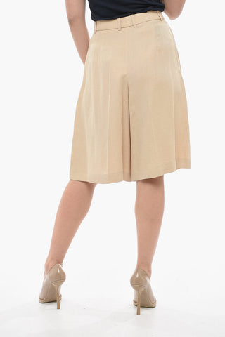 Double-pleated Cotton Blend Shorts