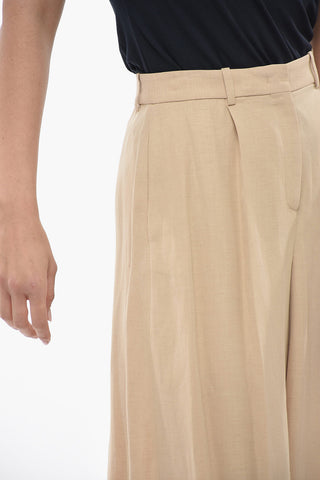 Double-pleated Cotton Blend Shorts