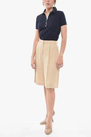 Double-pleated Cotton Blend Shorts