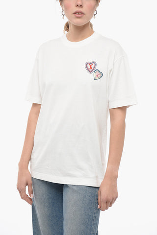 T-shirt Girocollo in Cotone con Ricamo