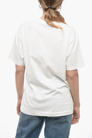 T-shirt Girocollo in Cotone con Ricamo