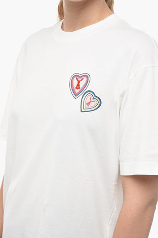 T-shirt Girocollo in Cotone con Ricamo