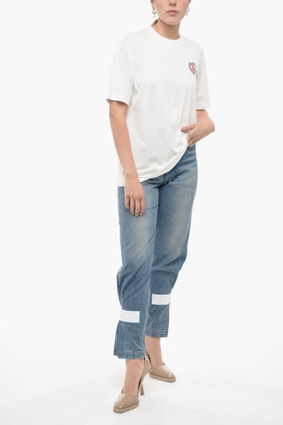 T-shirt Girocollo in Cotone con Ricamo