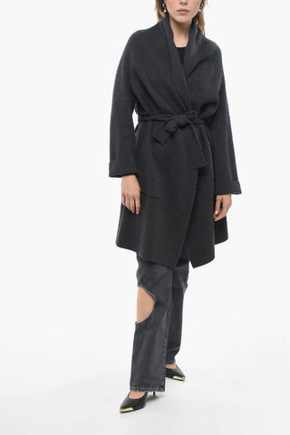 Belted Pure Cashmere Cardigan with Patch Pockets