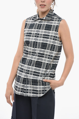 Sleeveless Shirt with District Check Motif