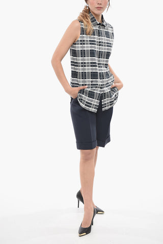 Sleeveless Shirt with District Check Motif