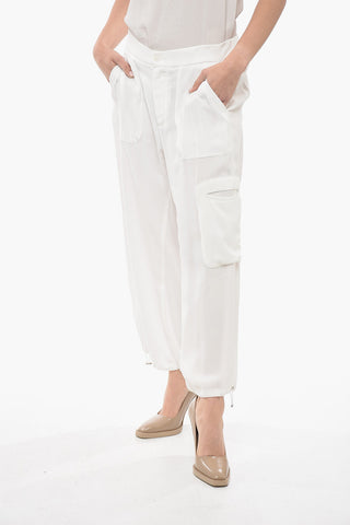 Chiffon Cargo Pants with Drawstringed Ankles