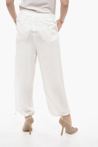 Chiffon Cargo Pants with Drawstringed Ankles
