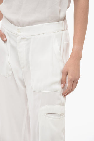 Chiffon Cargo Pants with Drawstringed Ankles
