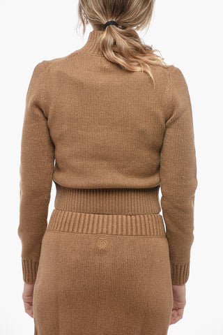 Turtleneck Cotton Blend Crop Sweater