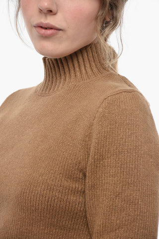 Turtleneck Cotton Blend Crop Sweater
