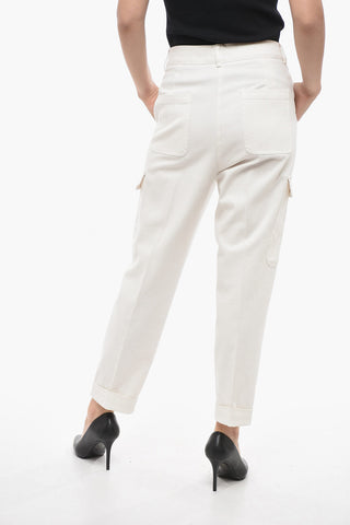 Stretch Cotton Cargo Pants with Cuffs