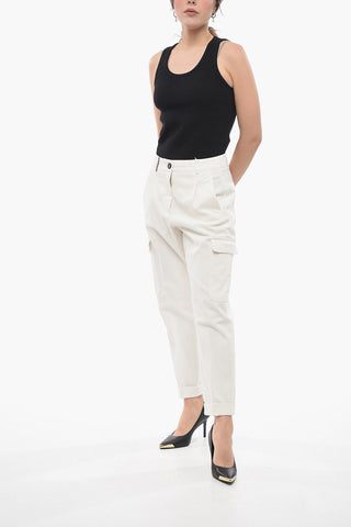 Stretch Cotton Cargo Pants with Cuffs