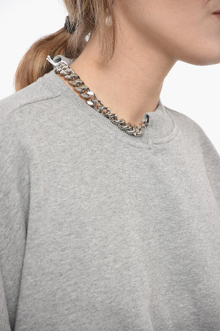 Crew Neck FALABELLA Brushed Cotton Sweatshirt with Chain