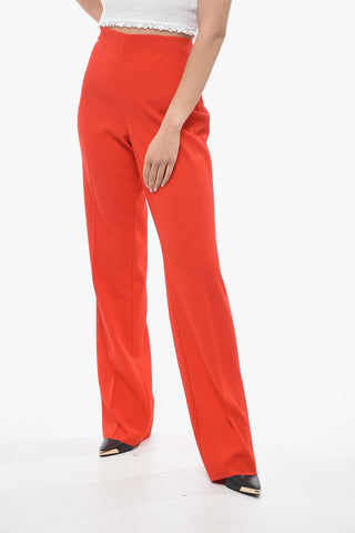 Pantaloni Straight Fit in Lana con Zip Laterale