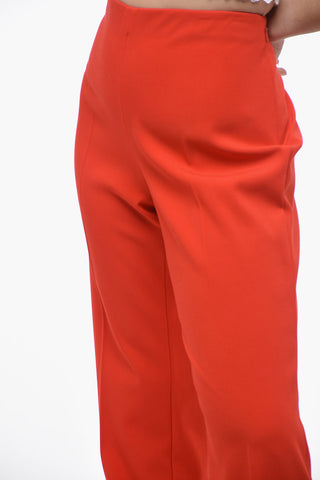 Pantaloni Straight Fit in Lana con Zip Laterale
