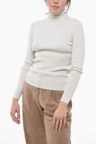 Maglia a Collo Alto LOULUX A costine in Lurex