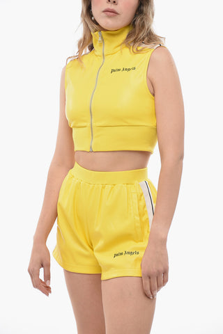 Eco-leather Crop Top with Front Zip