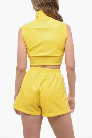 Eco-leather Crop Top with Front Zip