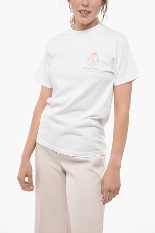 Solid Color Crew-neck T-Shirt with Printed Logo