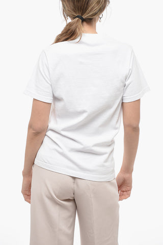 Solid Color Crew-neck T-Shirt with Printed Logo