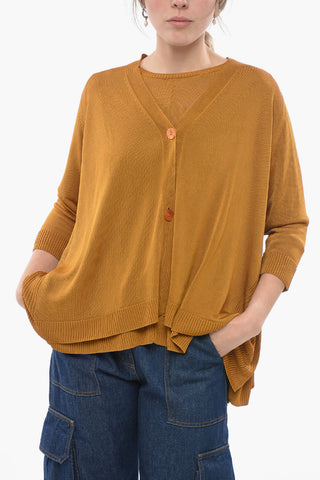 Cardigan in Tinta Unita Oversize Fit con Spacchi Laterali