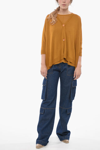 Cardigan in Tinta Unita Oversize Fit con Spacchi Laterali