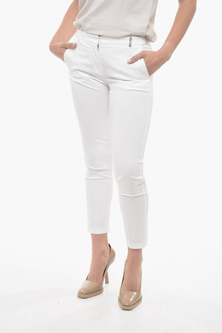 Pantaloni Chino in Cotone Stretch con Passanti Gioiello