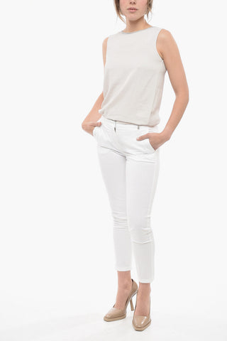 Pantaloni Chino in Cotone Stretch con Passanti Gioiello
