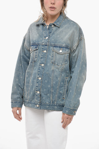 Vintage Wash Denim Jacket with Monogram Motif