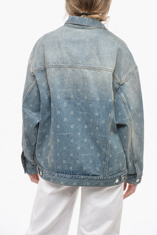Vintage Wash Denim Jacket with Monogram Motif