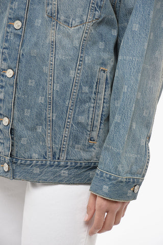 Vintage Wash Denim Jacket with Monogram Motif