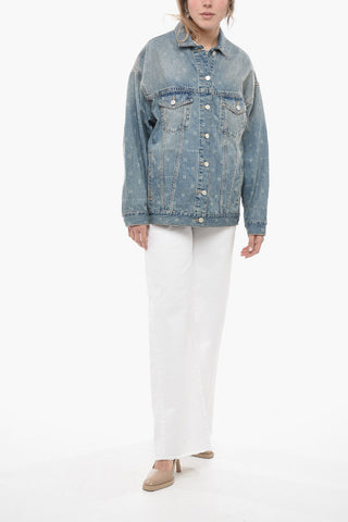 Vintage Wash Denim Jacket with Monogram Motif