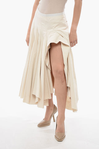 Cotton Canvas ERACLE Midi Skirt with Asymmetric Design