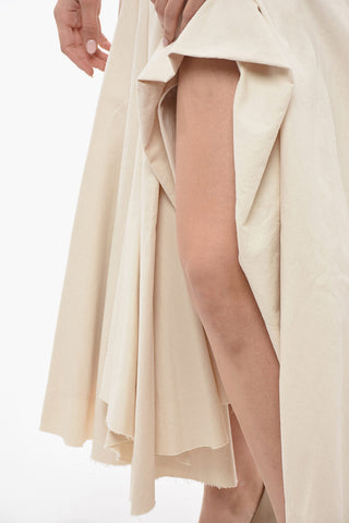 Cotton Canvas ERACLE Midi Skirt with Asymmetric Design