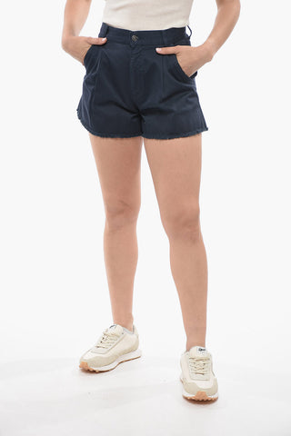 Single-Pleat CALLIE Shorts with Frayed Hem